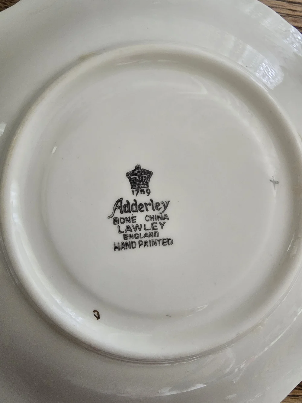 Vintage Adderley Lawley England White, Blue, Gold Bone China Teacup & Saucer Set